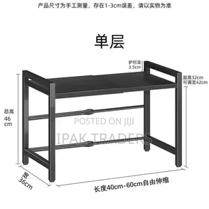 Expandable Single Tier Modern Metallic Rust-Free Microwave Stand