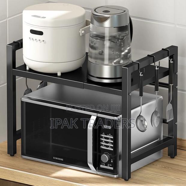 Expandable Single Tier Modern Metallic Rust-Free Microwave Stand - thumbnail 3