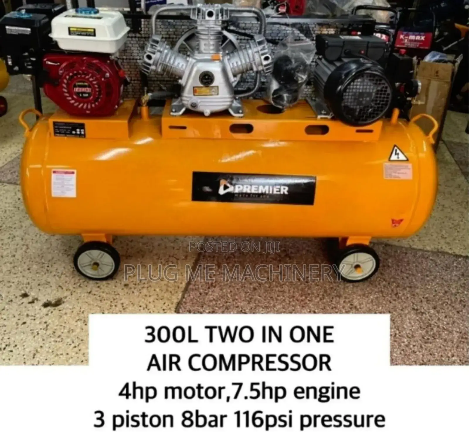 300l Two in One Air Compressor/3piston 8bar 116psi Pressure