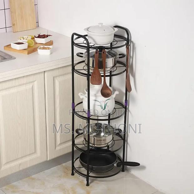 5 Tier Corner Shelf, Large Storage Space Pot Rack Stand - thumbnail 2