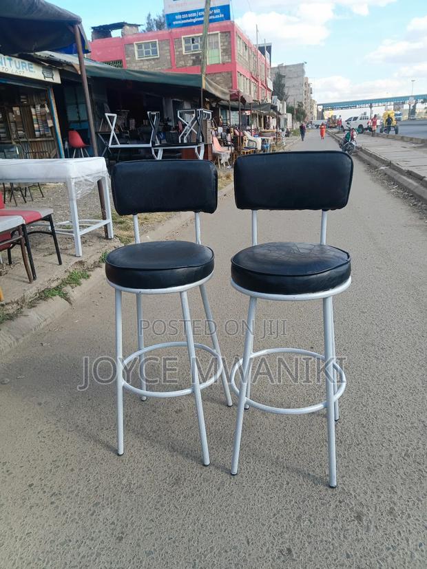 Counter Stools or Bar Stool, White Frame Black Leather - thumbnail 2