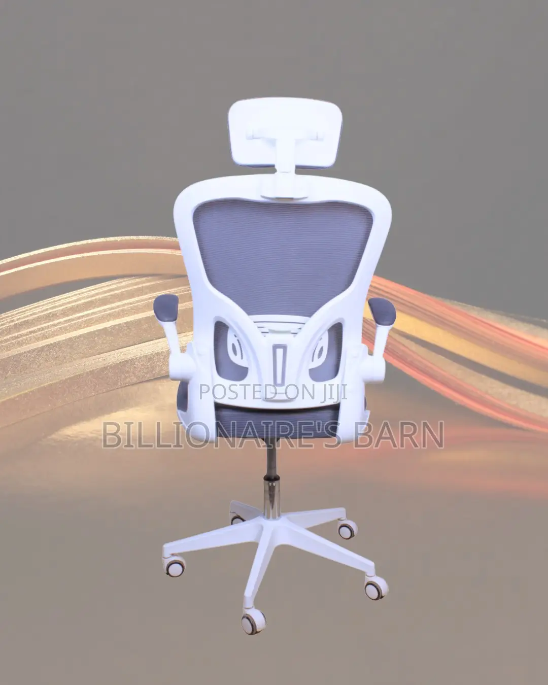 High-Back White Ergonomic Office Chair | Adjustable Height