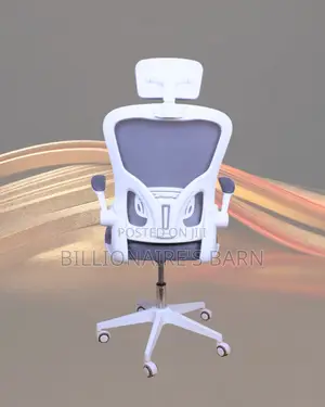 High-Back White Ergonomic Office Chair | Adjustable Height