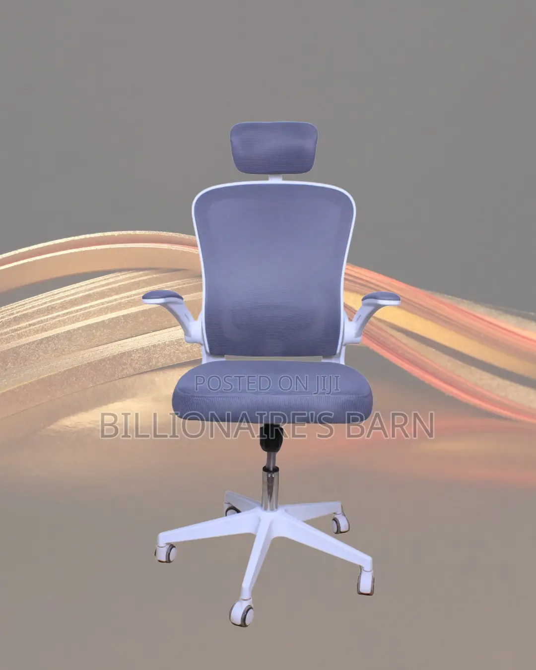 High-Back White Ergonomic Office Chair | Adjustable Height