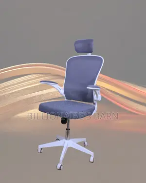 High-Back White Ergonomic Office Chair | Adjustable Height