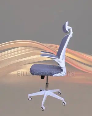High-Back White Ergonomic Office Chair | Adjustable Height