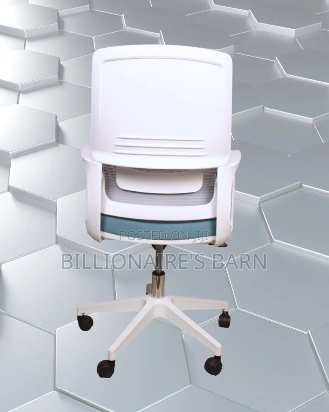 Space-Saving White Ergonomic Mesh Office Chair | Padded Armrests