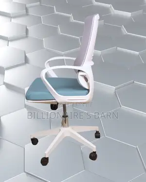 Space-Saving White Ergonomic Mesh Office Chair | Padded Armrests
