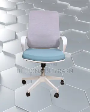 Space-Saving White Ergonomic Mesh Office Chair | Padded Armrests