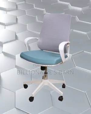 Space-Saving White Ergonomic Mesh Office Chair | Padded Armrests