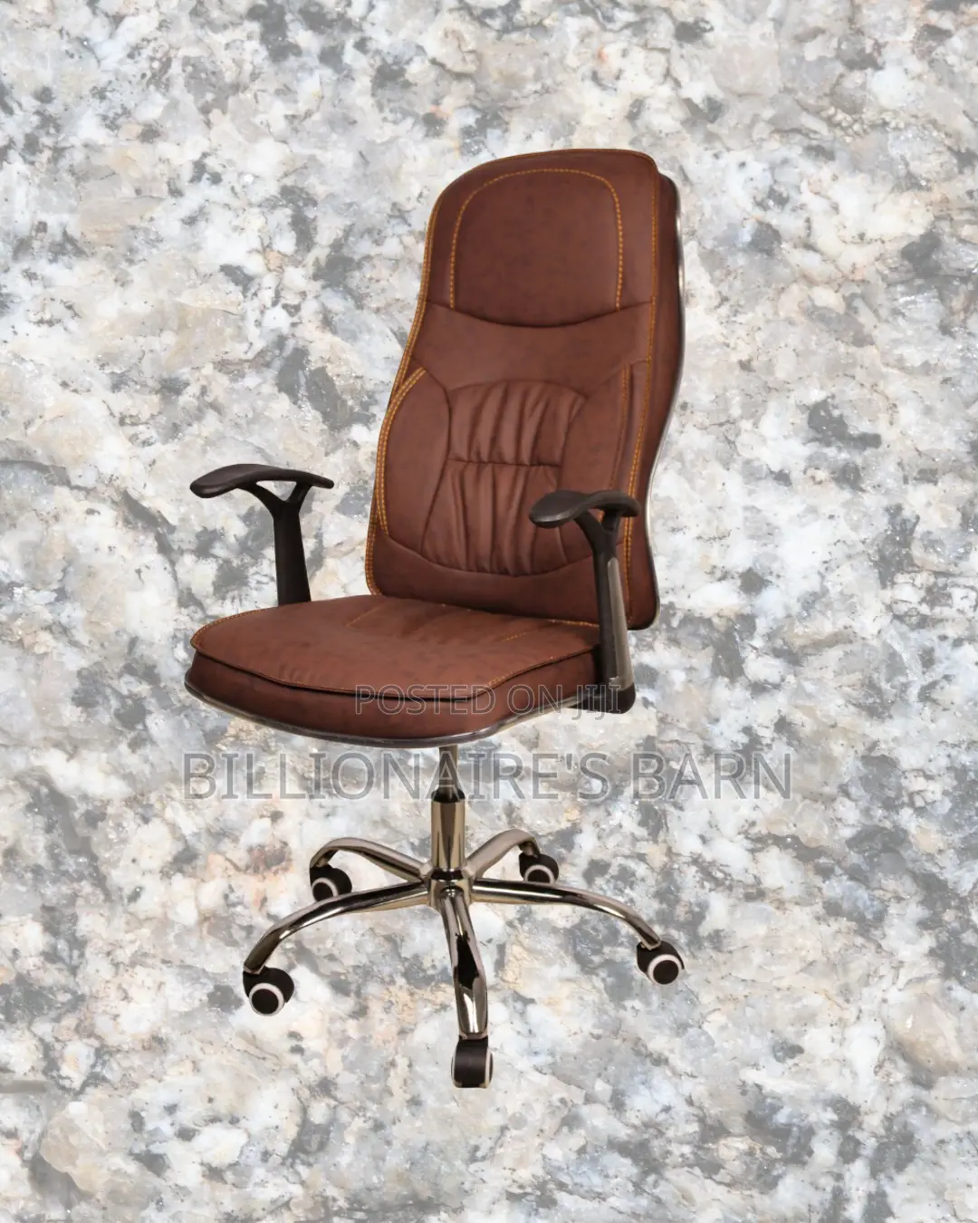 Plush Ergonomic Executive Leather Chair | Padded Armrests