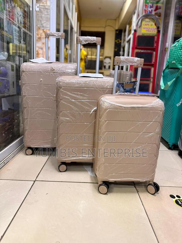 Beige Rubber Suitcase Set of 3 in 1