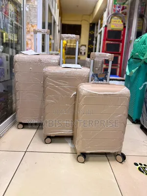 Beige Rubber Suitcase Set of 3 in 1