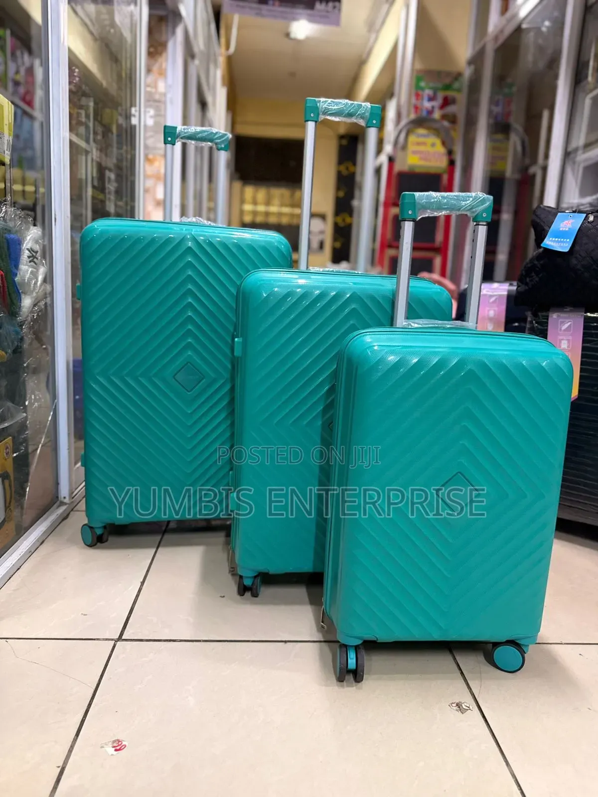 Mint Green Rubber Suitcase Set 3in 1 Size 29