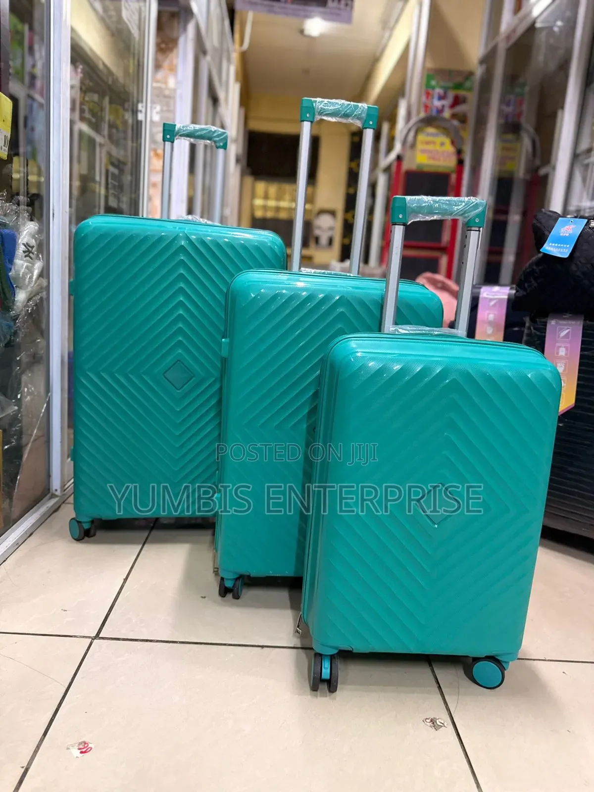 Mint Green Rubber Suitcase Set 3in 1 Size 29