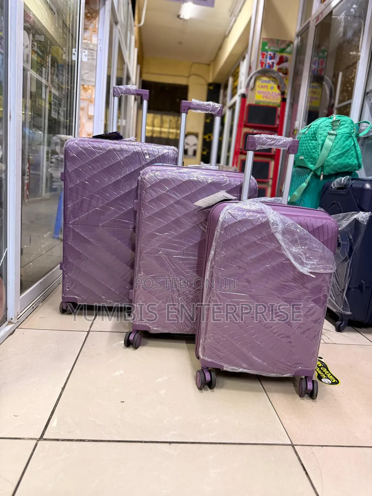 Dark Purple Rubber Suitcase Set Size 2