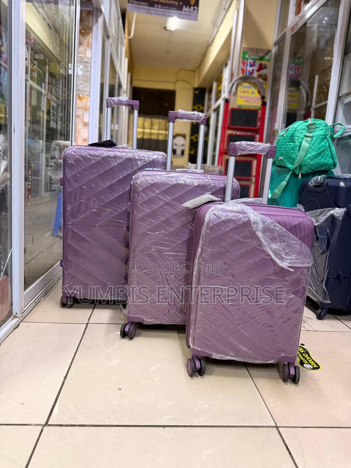 Dark Purple Rubber Suitcase Set Size 2