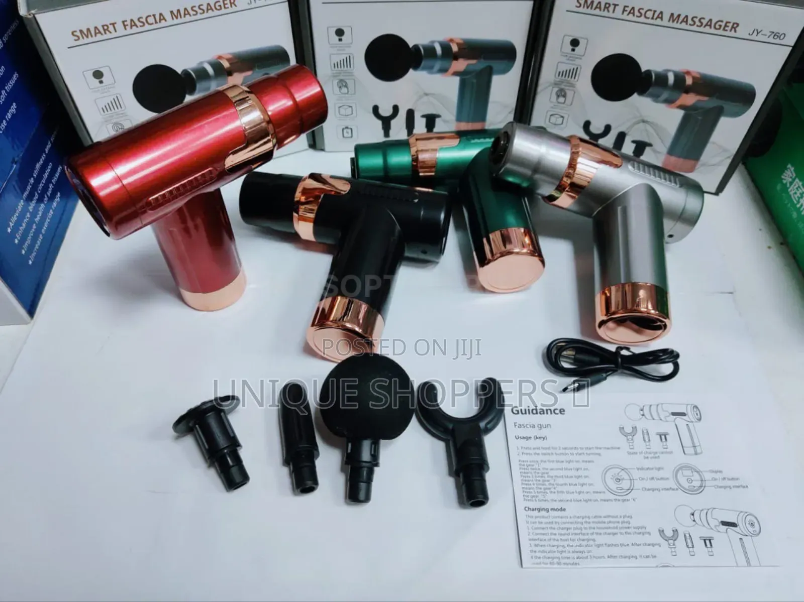 High Quality Massage Gun - 6 Speed, 4 Head Options, Rechargeable.