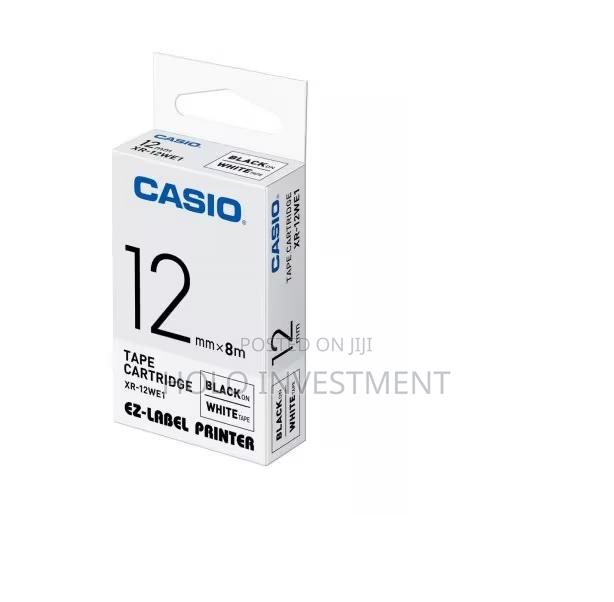 12mm Label Tape Black On White Casio