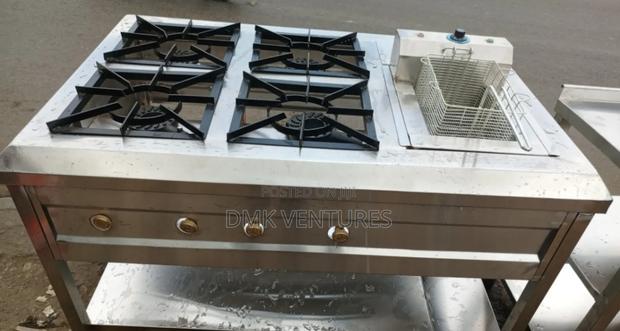 Extravagant Kitchen Combined Cooker Unit, Four Burners Fryer - main view