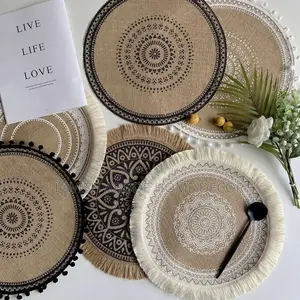 Set of 6 Classy Boho Table Mats Wooven Table Decor