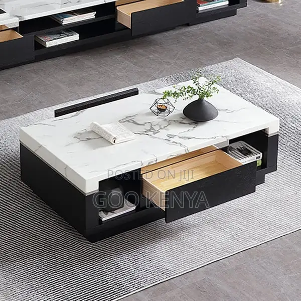 Home Table; Solid Rectangular Marble Coffee Table