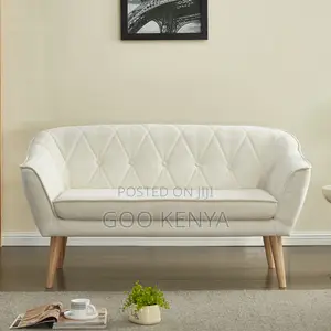 Home Sofa; Modern Home Fabric 2-Seater Sofa With Wood Base