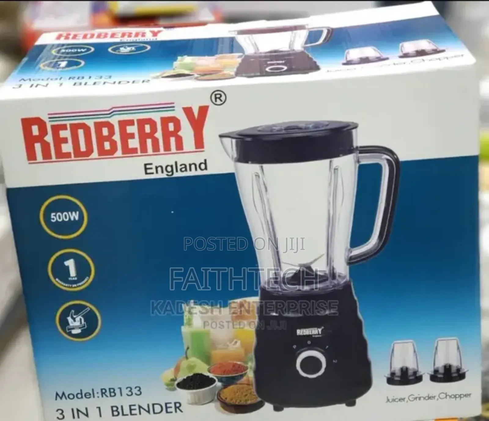 3 in 1 Redberry Blender;Blender,Chopper and Grinder