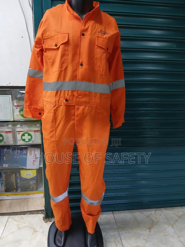 Buttoned Orange Coveralls For Men - main view
