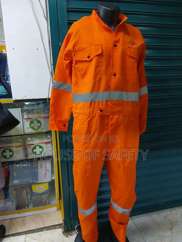Buttoned Orange Coveralls For Men - thumbnail 2