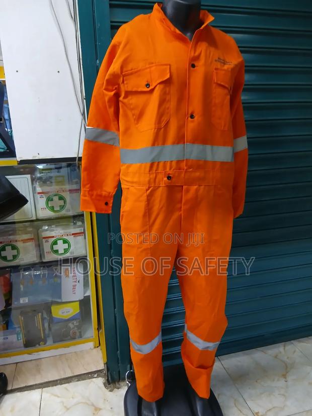 Buttoned Orange Coveralls For Men - thumbnail 3