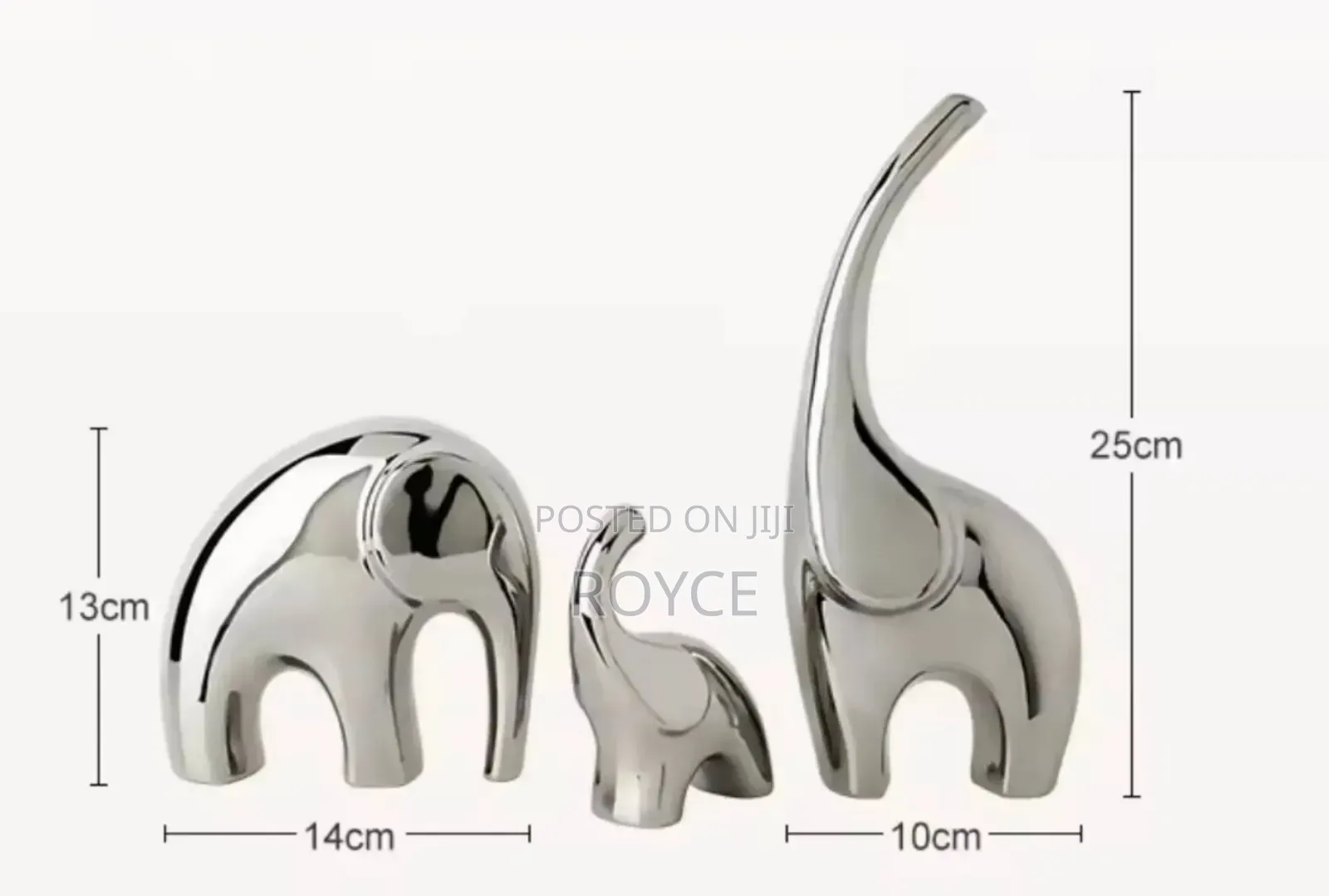 Luxury 3pc Elephant Ceramic Decor