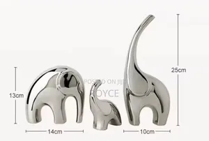 Luxury 3pc Elephant Ceramic Decor