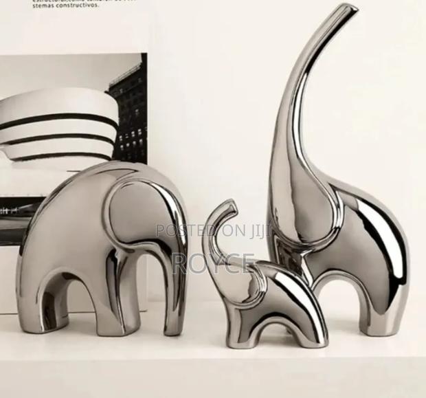 Luxury 3pc Elephant Ceramic Decor - thumbnail 5