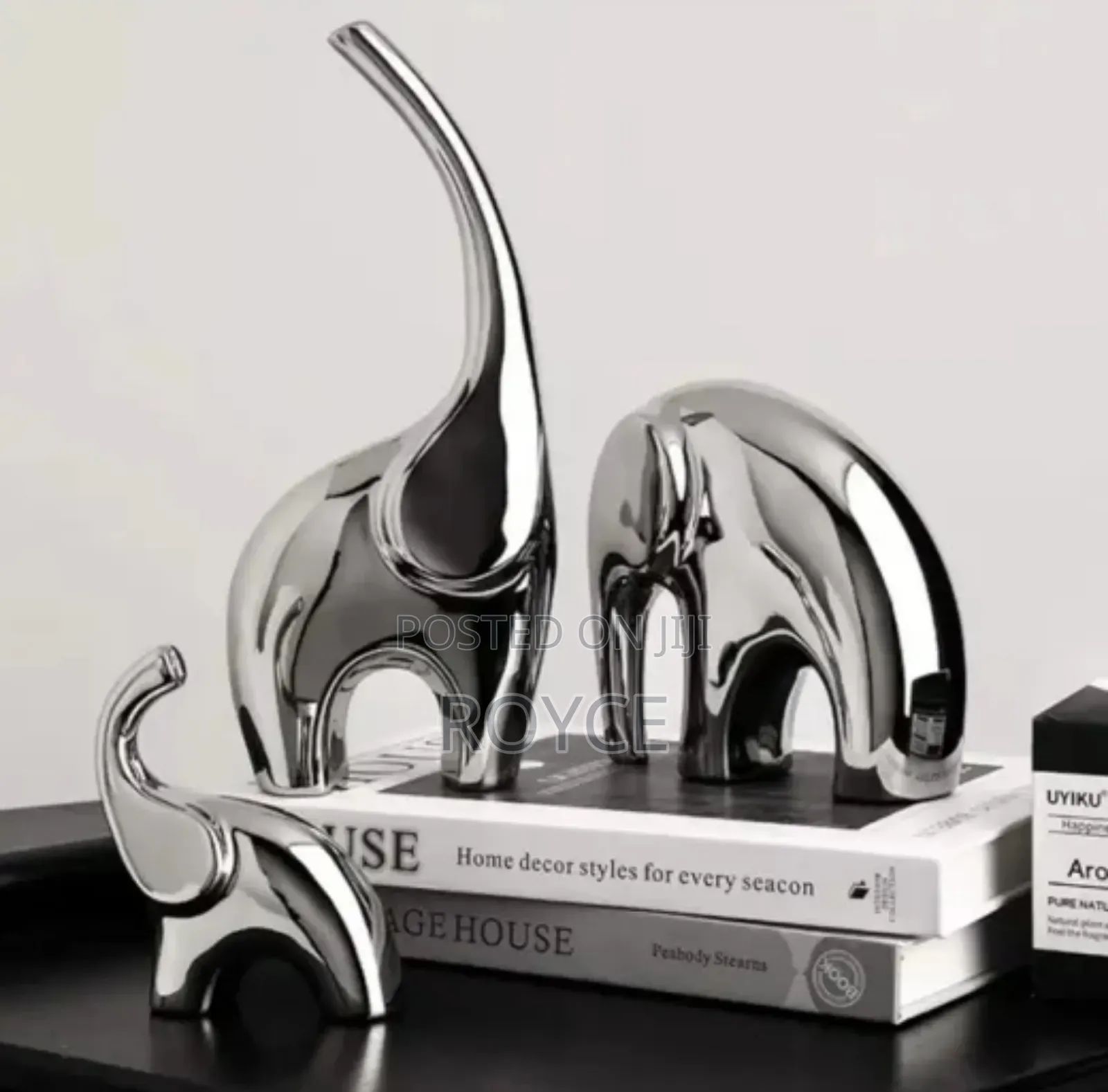 Luxury 3pc Elephant Ceramic Decor