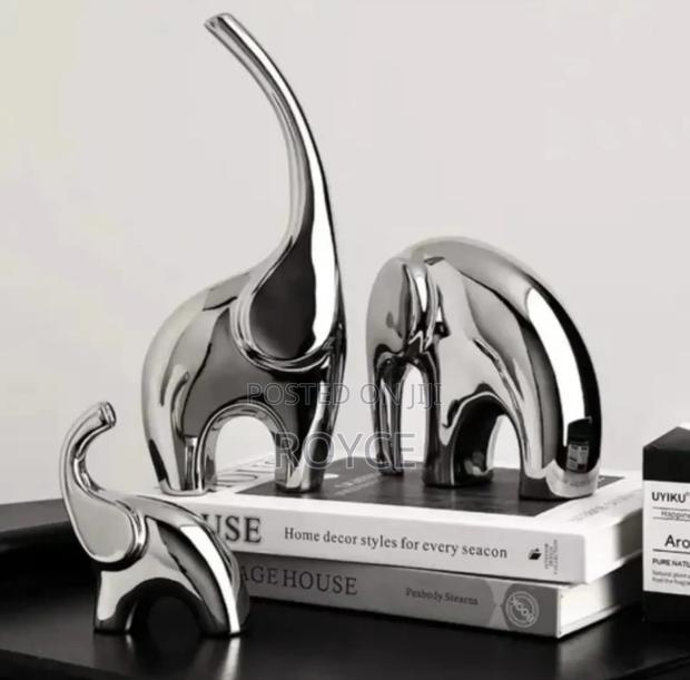 Luxury 3pc Elephant Ceramic Decor - thumbnail 7
