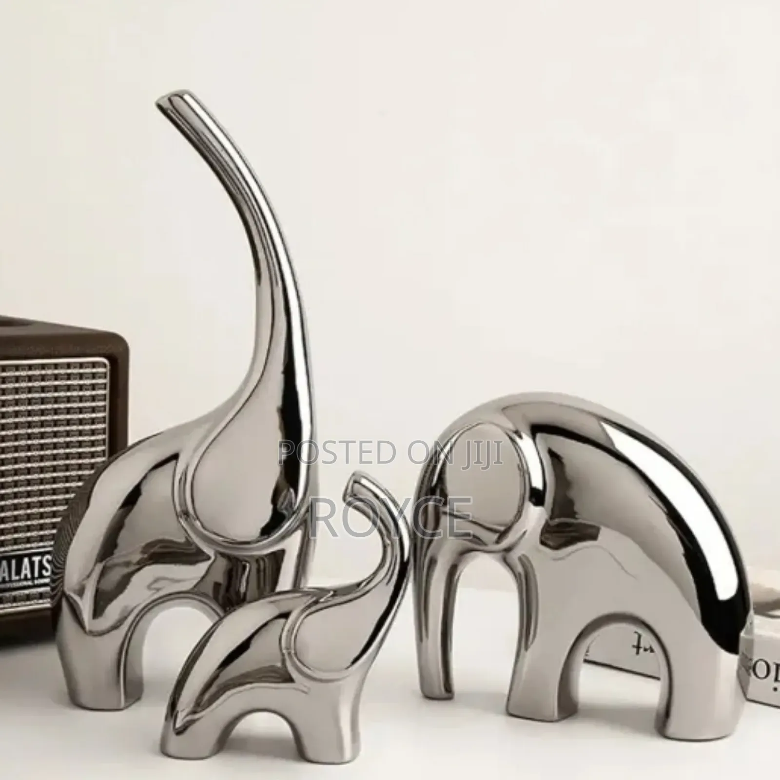 Luxury 3pc Elephant Ceramic Decor
