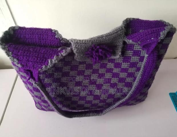 Crochet Bag (Purple and Grey). - thumbnail 4
