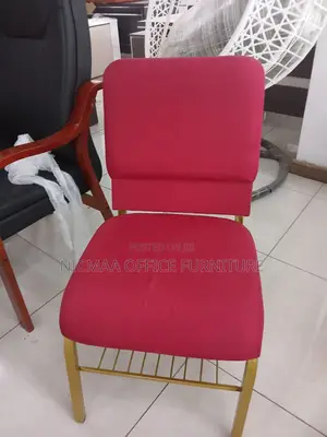 Maroon Fabric Banquet Chair With Gold Frame