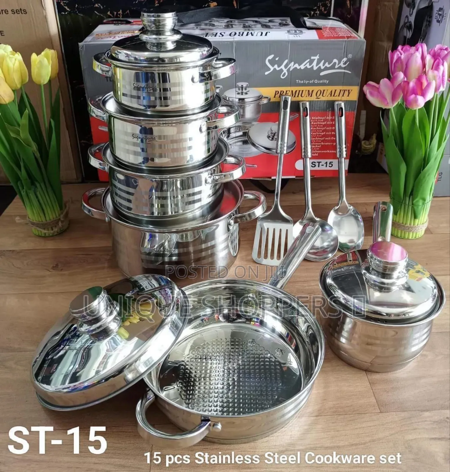Signature Stainless Steel Cookware Set 15pcs