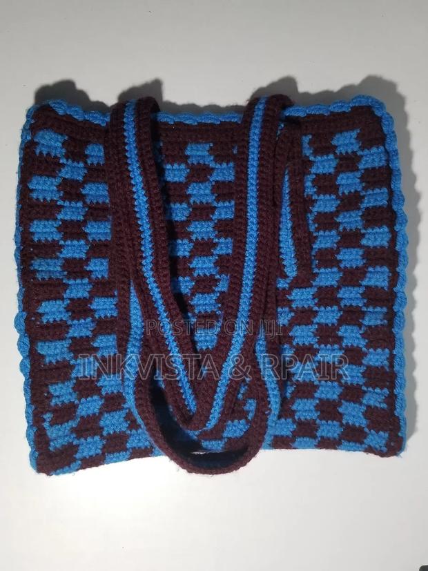 Crochet Bag ( Blue and Maroon). - thumbnail 3