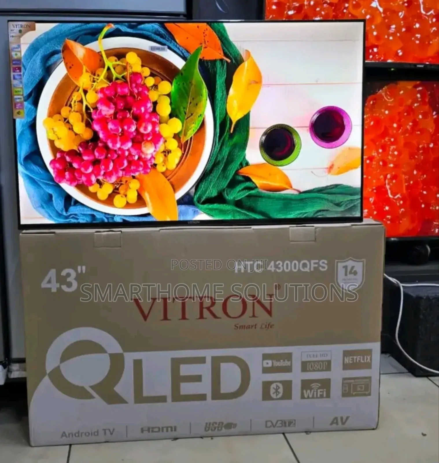 Vitron 43" Inch Qled Tv Fhd Smart Android Tv