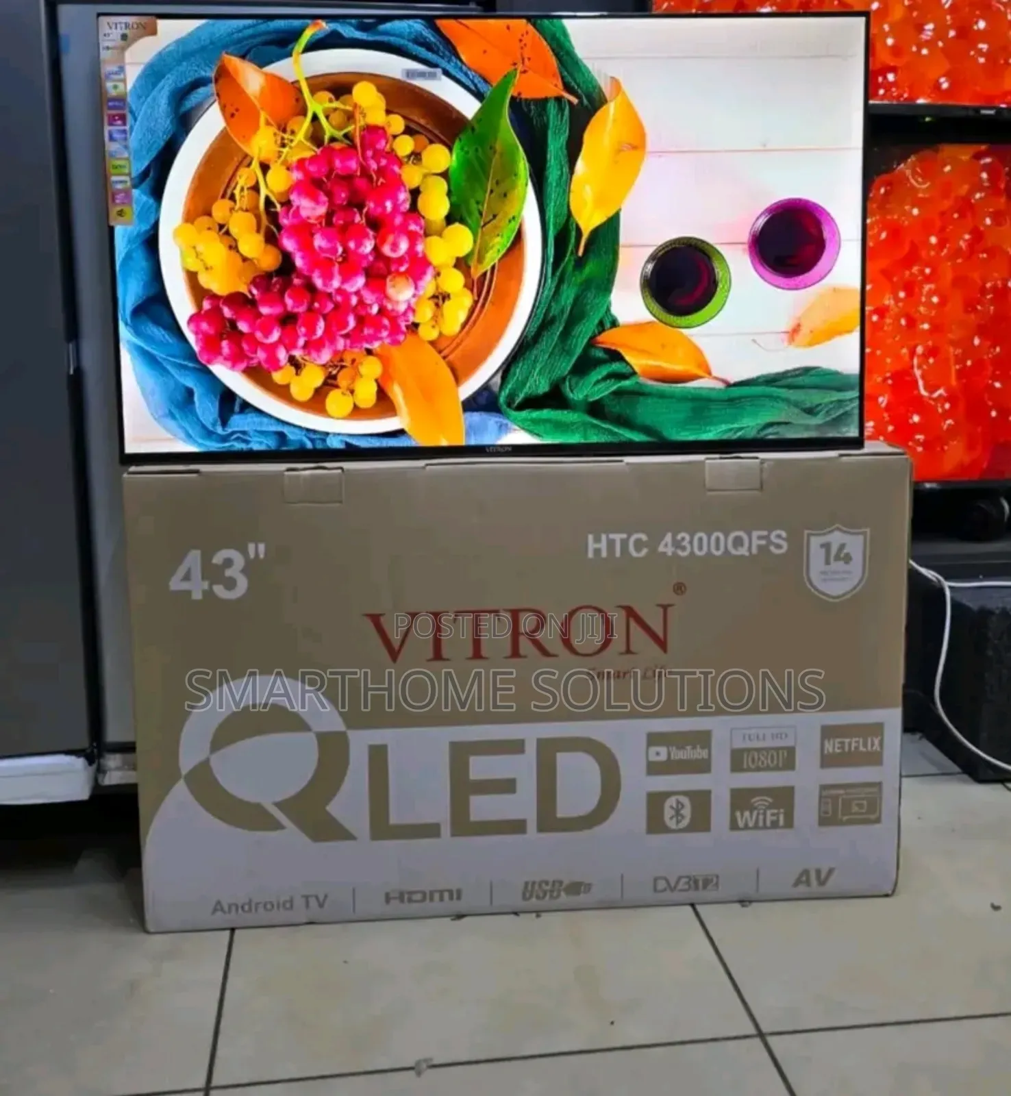 Vitron 43" Inch Qled Tv Fhd Smart Android Tv