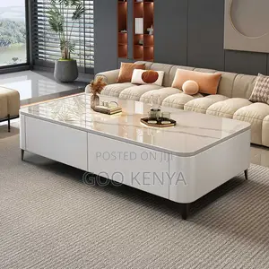 Home Table; Living Room Rectangular Coffee Table With Marble Top