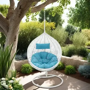 Balcony Chair; Egg-Shaped Padded Hammock Lounger With Support Stand