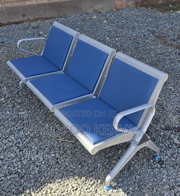 Office Bench : Waiting Room Sofa With Cushions – Blue - thumbnail 3