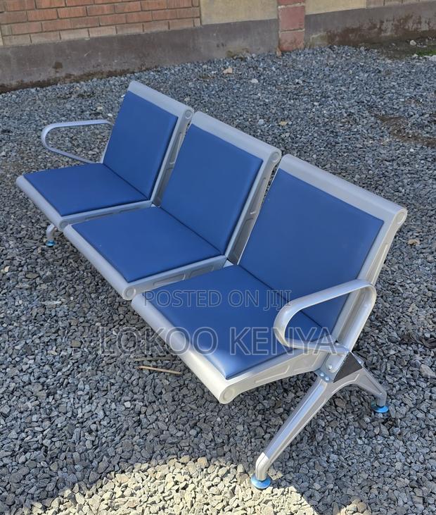 Office Bench : Waiting Room Sofa With Cushions – Blue - thumbnail 6