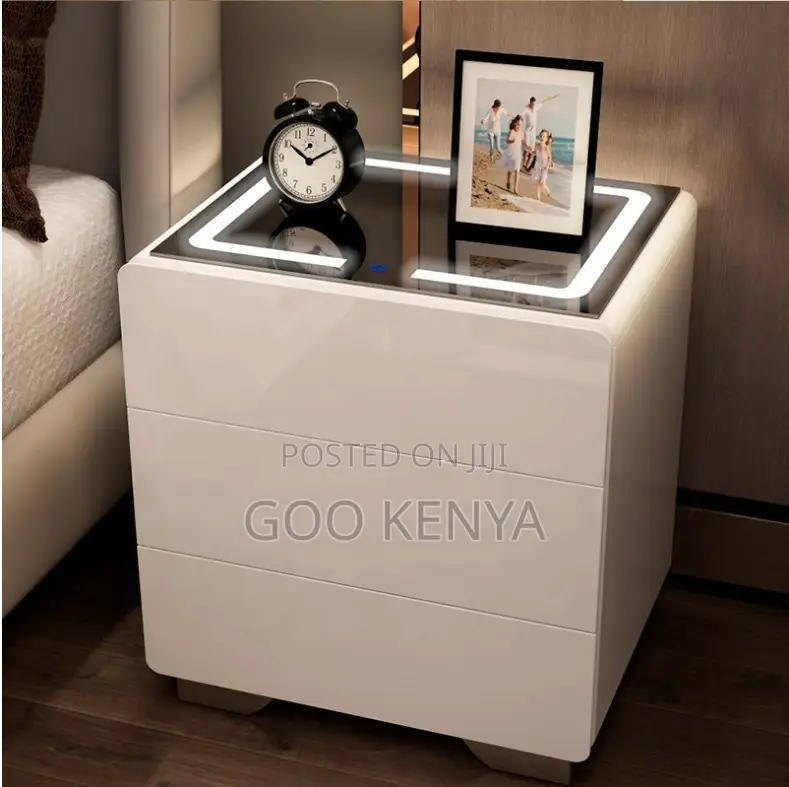 Home Cabinet; Smart Bedside Night Organizer With Led