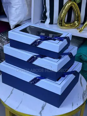 3 Pc Decorative Gift Boxes Pink Blue Orange Greeen Black Gold