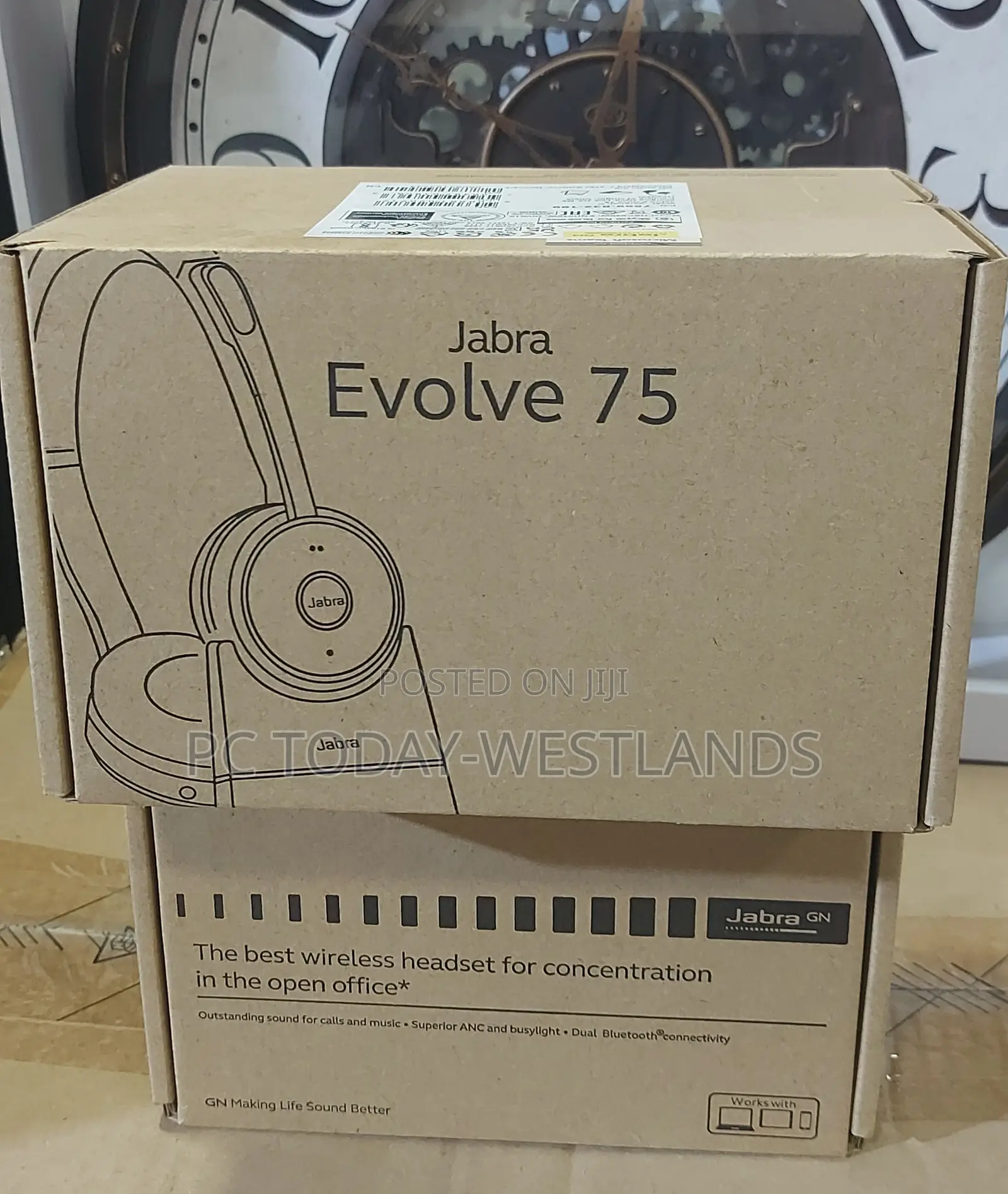 Jabra Evolve 75 Ms Wireless Headset, Stereo +Link 370